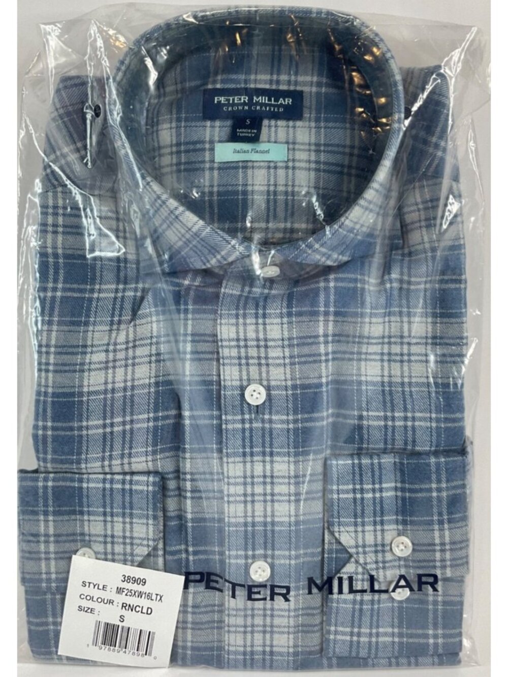 Peter Millar Shirt Mens Size S Rain Cloud Riccia Italian Flannel Sport New $275